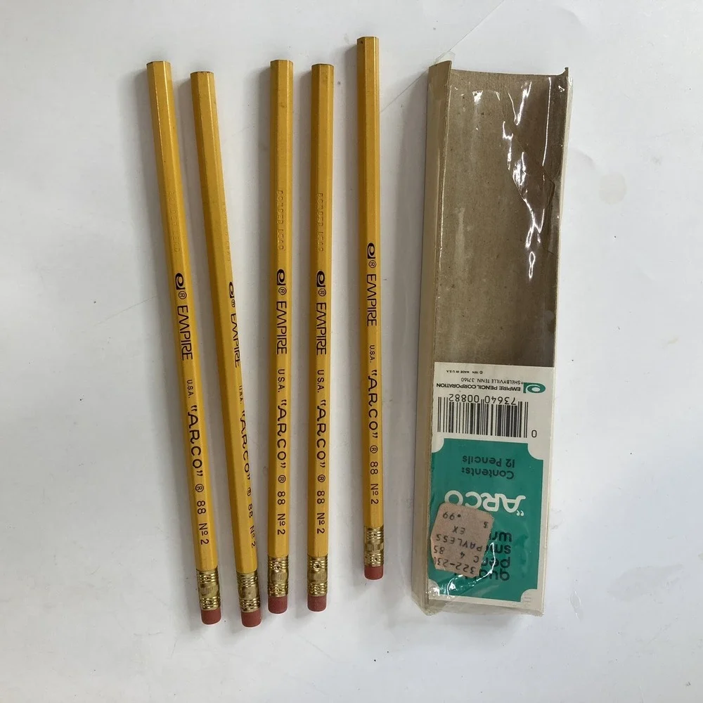 7 Vintage Pencils 5 Empire‎ Arco  88 No 2 NOS Yellow Bonded Lead 2 Faber Castell